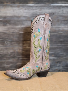 Corral Women's Tobacco Nopal Cactus Studded Snip Toe Western Boots C3464