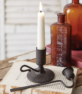 Camber candlestick holder and snuffer