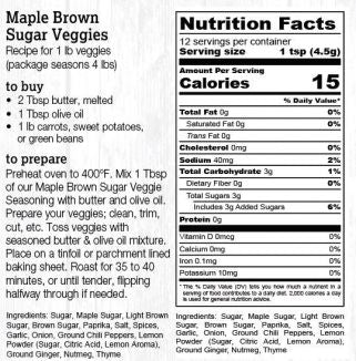 Maple brown sugar veggie seasoning