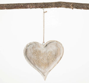 White washed heart ornament
