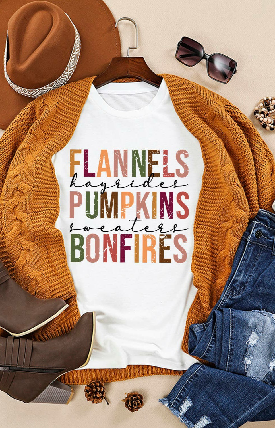 Flannels pumpkins bonfire tshirt