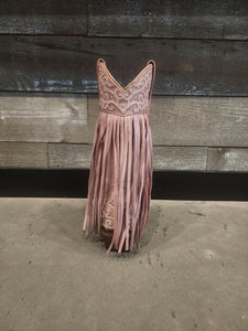 Corral teens light pink with fringe boot T0155