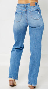 Judy blue highwaisted tummy control kee destroy straight jeans