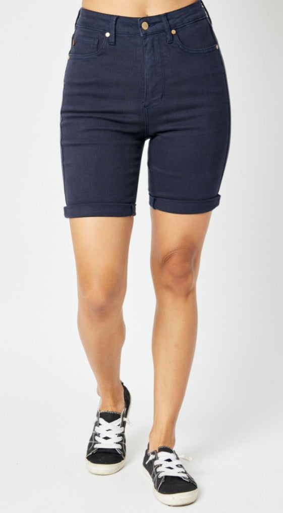Judy blue highwaisted navy tummy control bermuda shorts