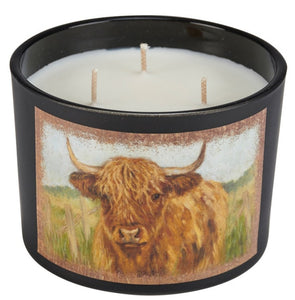 Highland cow jar candle