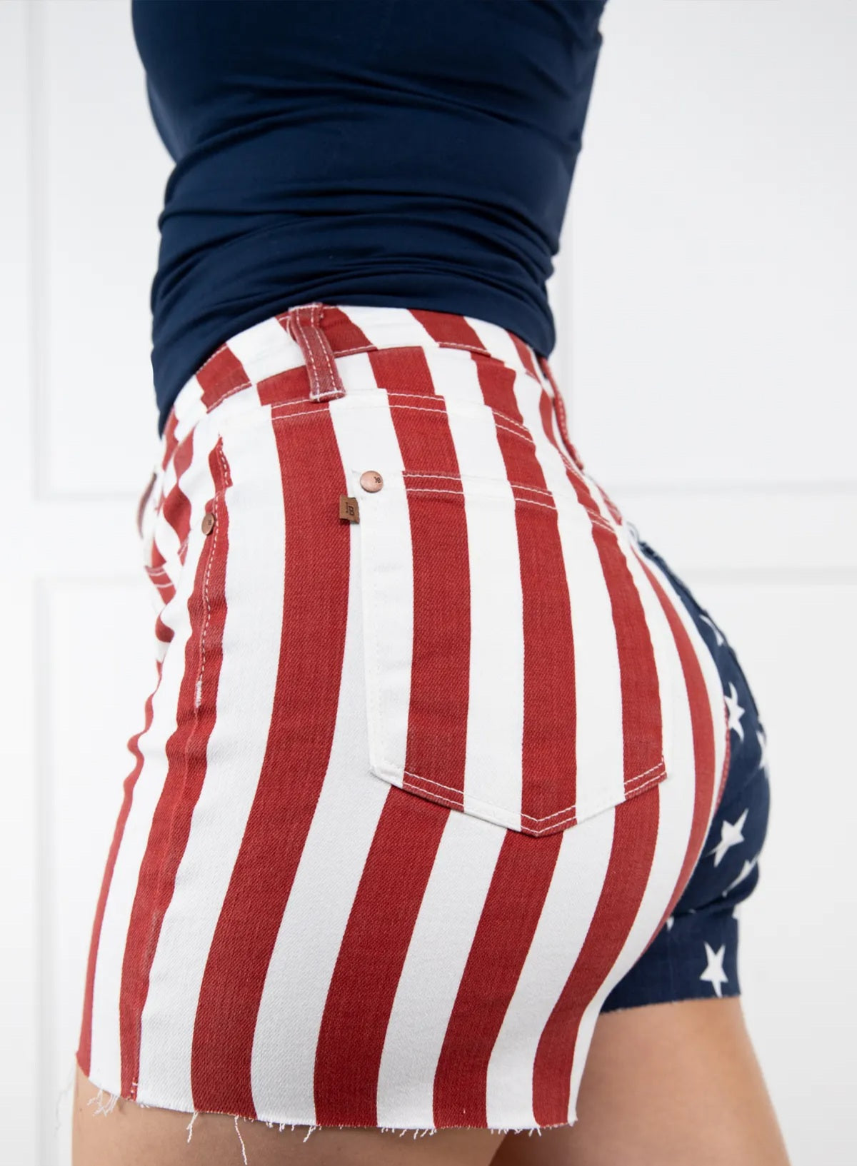 Judy blue highwaisted Americana flag fray hem shorts