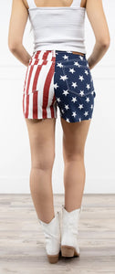 Judy blue highwaisted Americana flag fray hem shorts