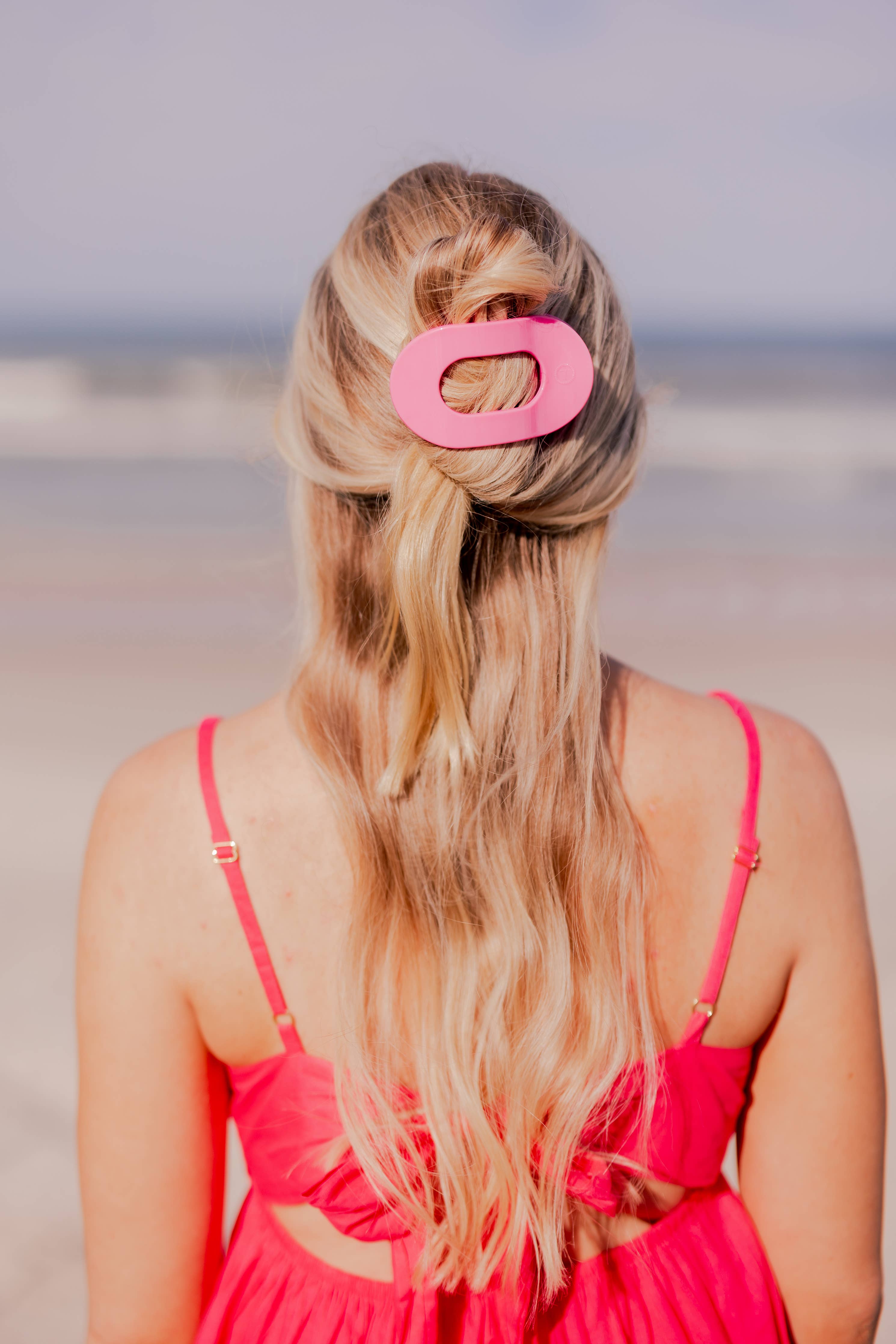 TELETIES - Paradise Pink Medium Flat Round Hair Clip