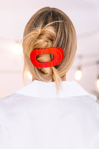 TELETIES - Round Flat Hair Clip | Medium | Rudolph Red