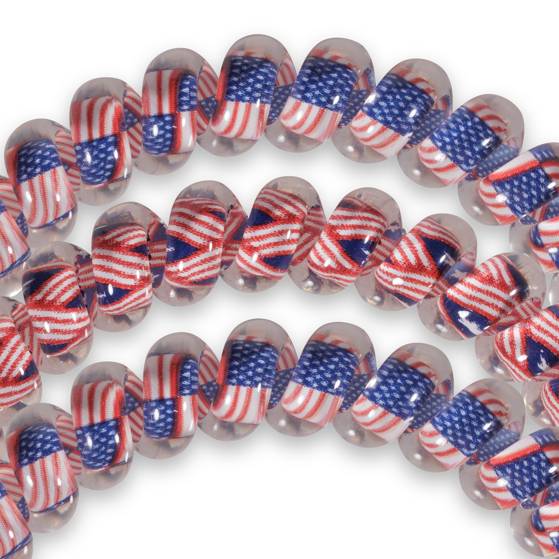 TELETIES - Stars and Stripes - Large Spiral Hair Coils, Hair Ties