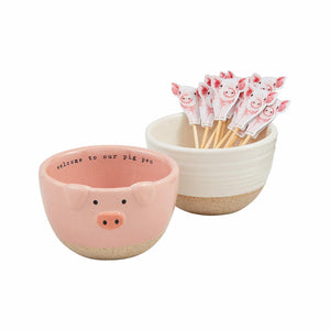 Farm animal tidbit bowl and toothpick set