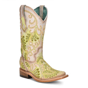 Womens corral white and green fluorescent boots C3967