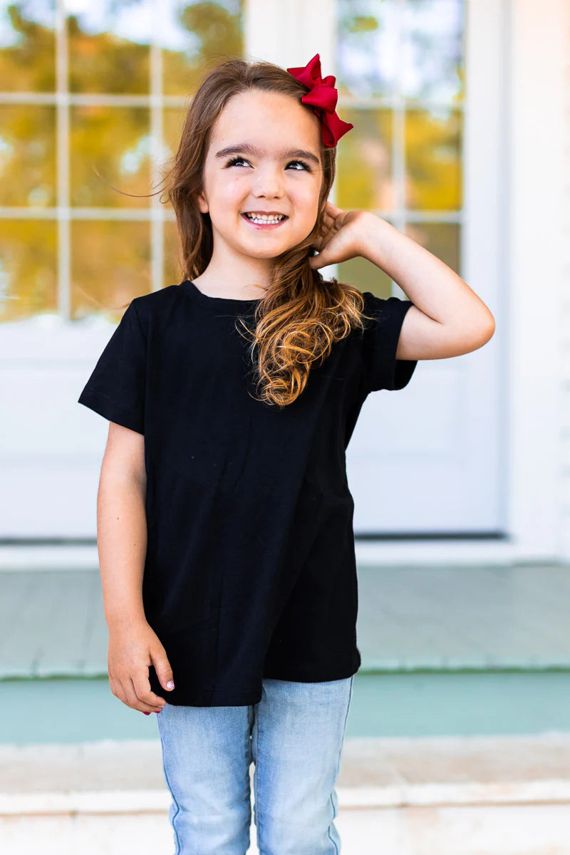 GIRLS' BLACK CREWNECK TEE