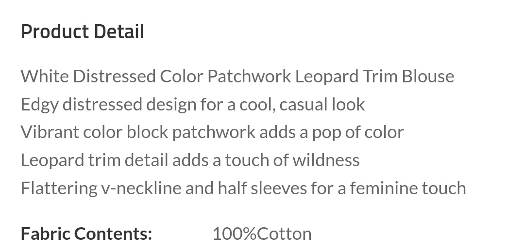 Color patchwork leopard top