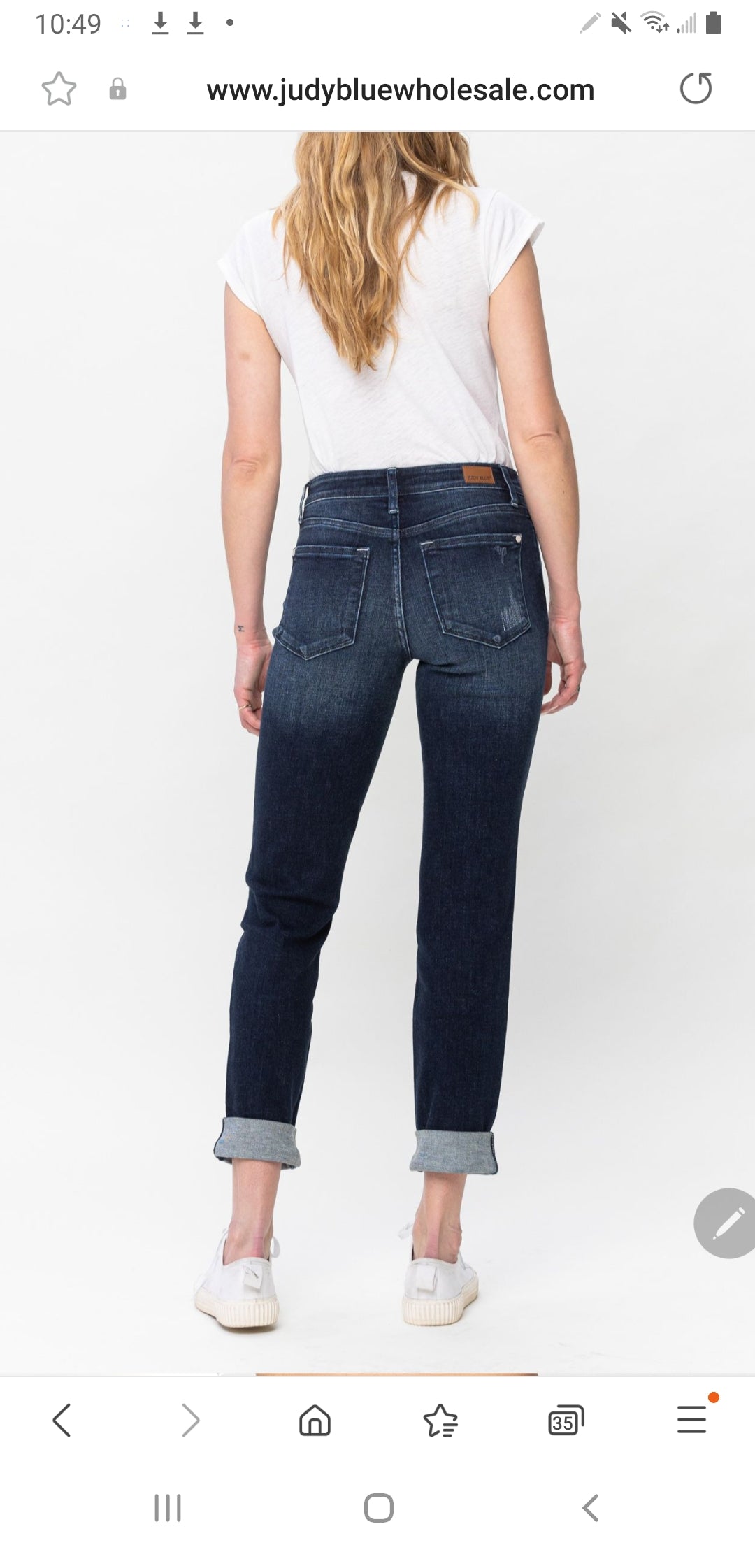 Judy blue midrise stitched destroyed and double cuffed jeans
