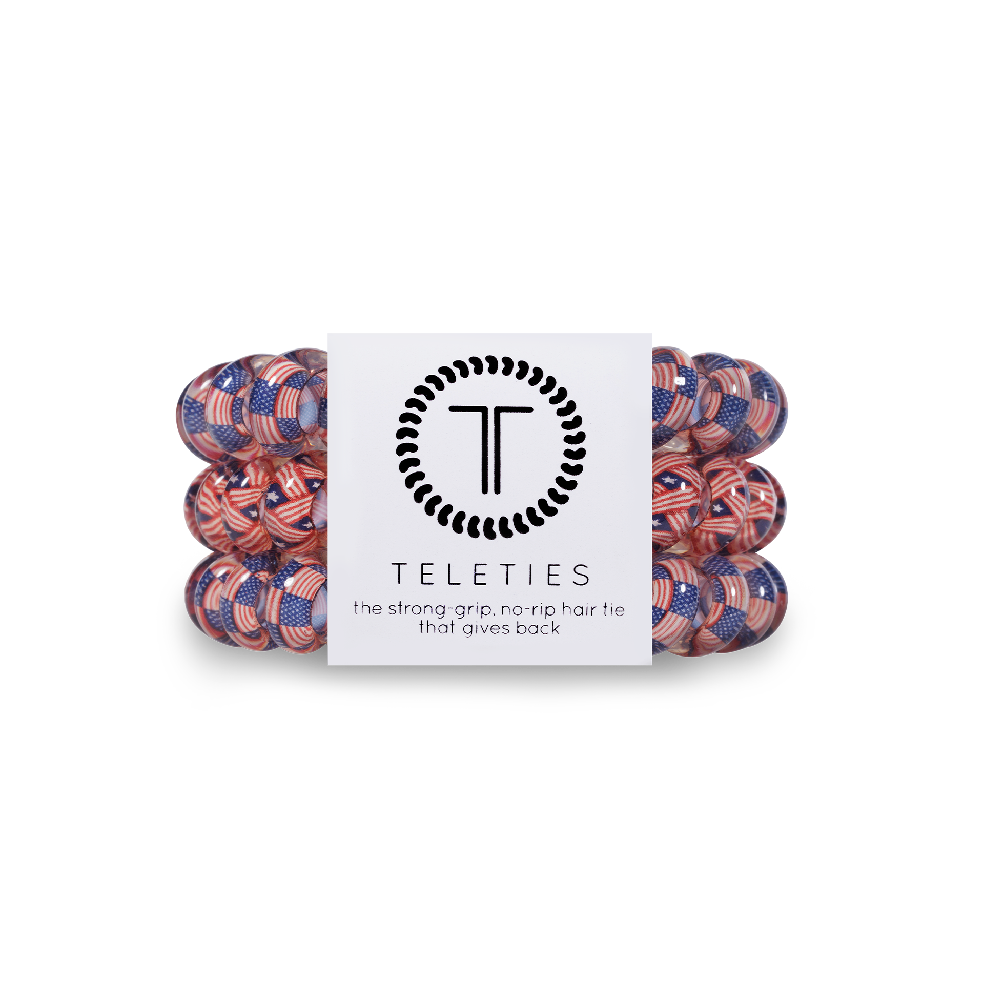 TELETIES - Stars and Stripes - Large Spiral Hair Coils, Hair Ties