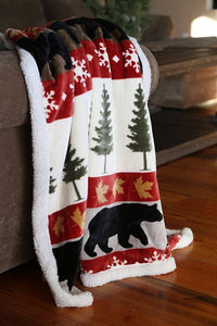 Tall Pine Plush Fur Sherpa Borrego Fleece Throw Blanket