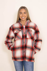 Simply Southern Sherpa Shacket- RED
