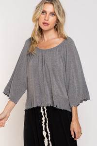 Soft knit dark gray top