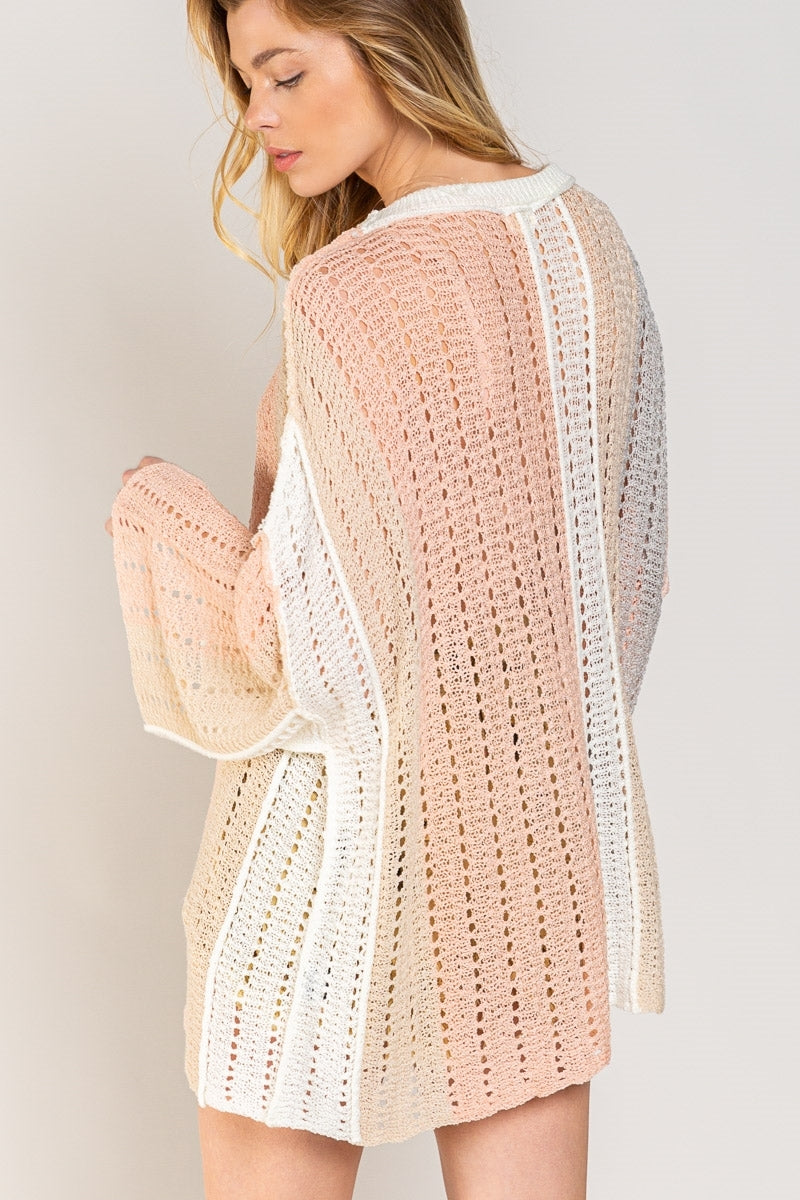 Pink/ivory thin sweater