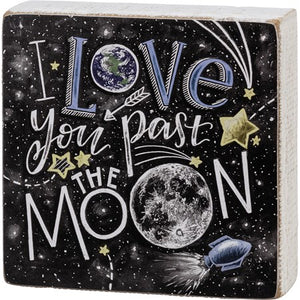 I love you past the moon box sign