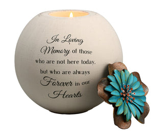 In loving memories, 5" round tea light candle holder