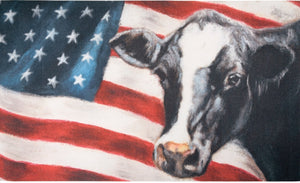 Cow and american flag rug