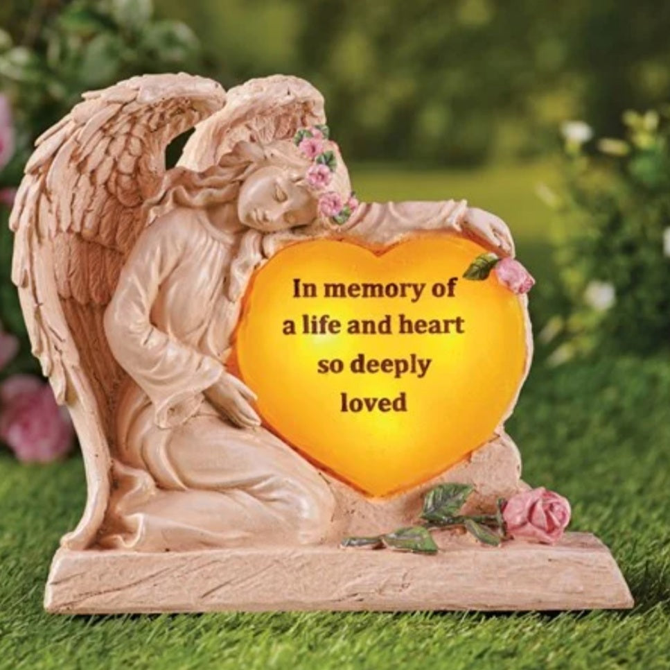 Solar angel with heart memorial