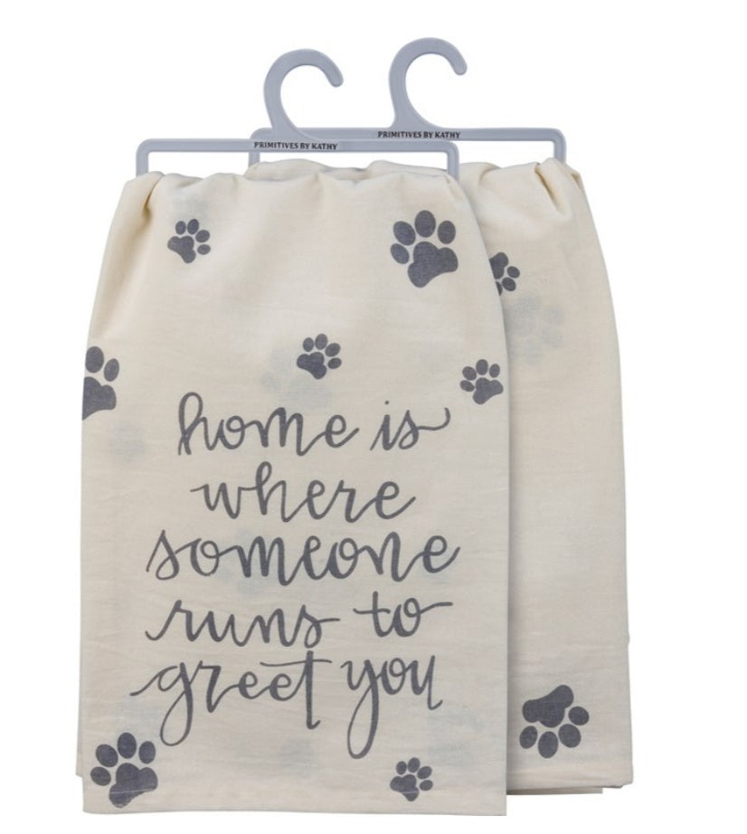 Home is where someone runs to greet you towel