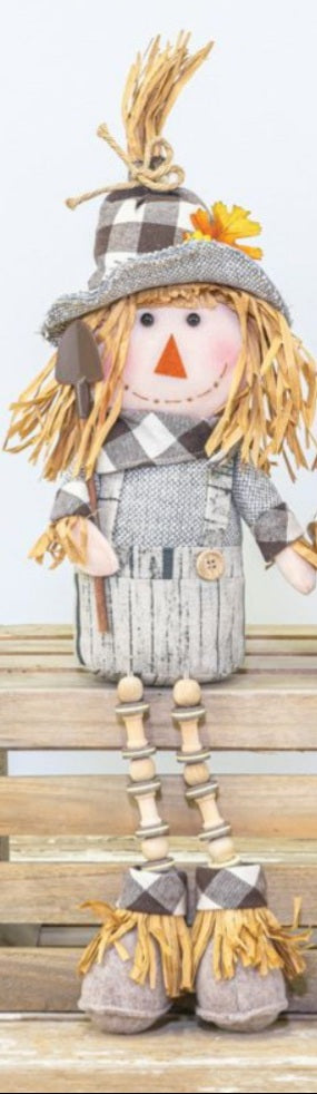 Assorted Barn Plaid scarecrow with button legs