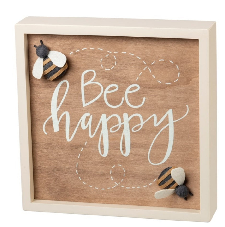 Bee happy box sign