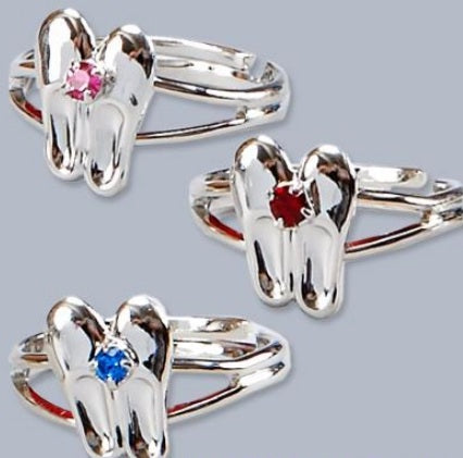 Silver ballet birthstone rings
