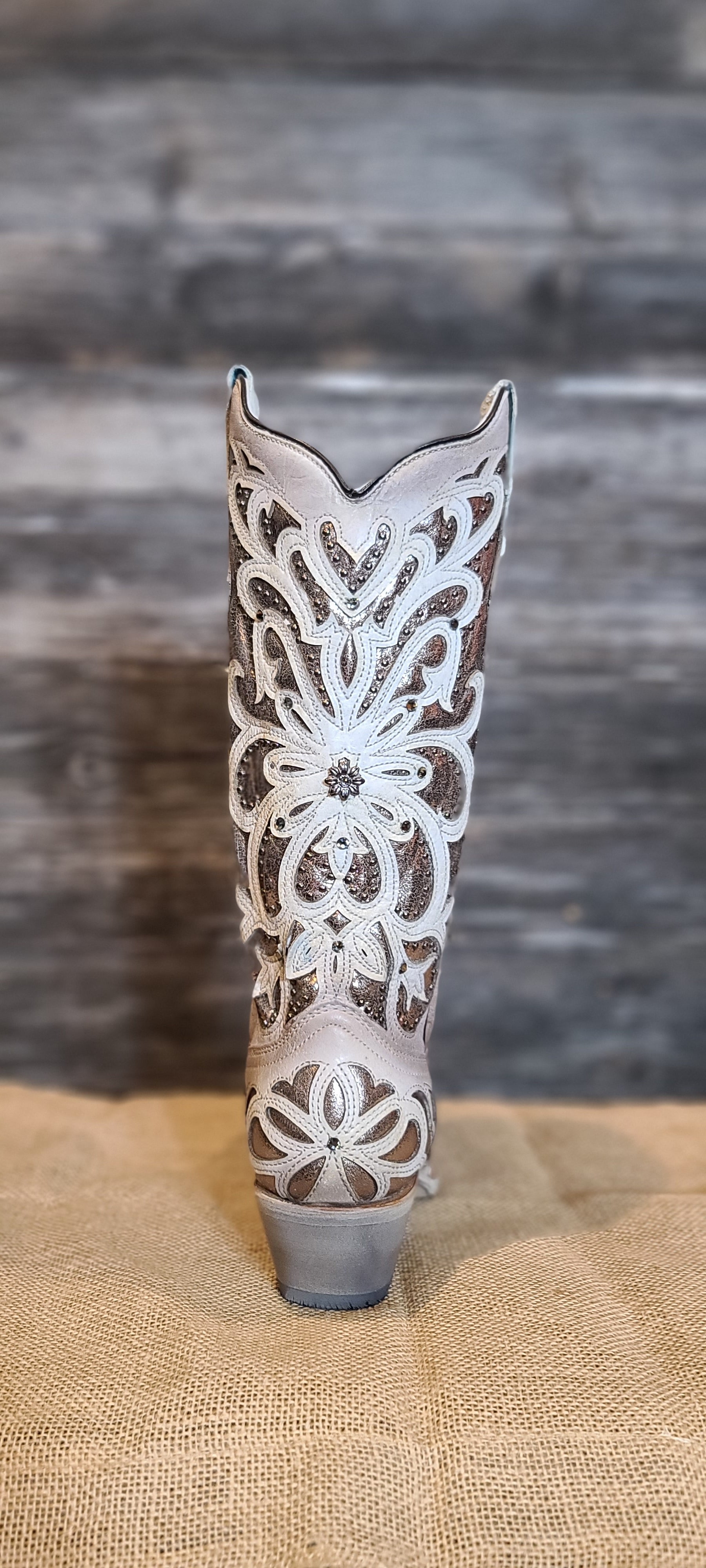 Corral Ladies White, Oxford Inlay, Crystals & Embroidery Boots E1593