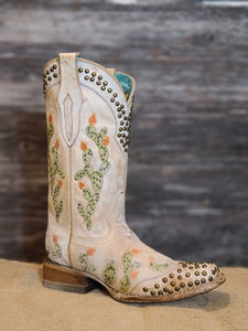 Corral Womens Cactus Embroidered Western Boots Sq. Toe C3447