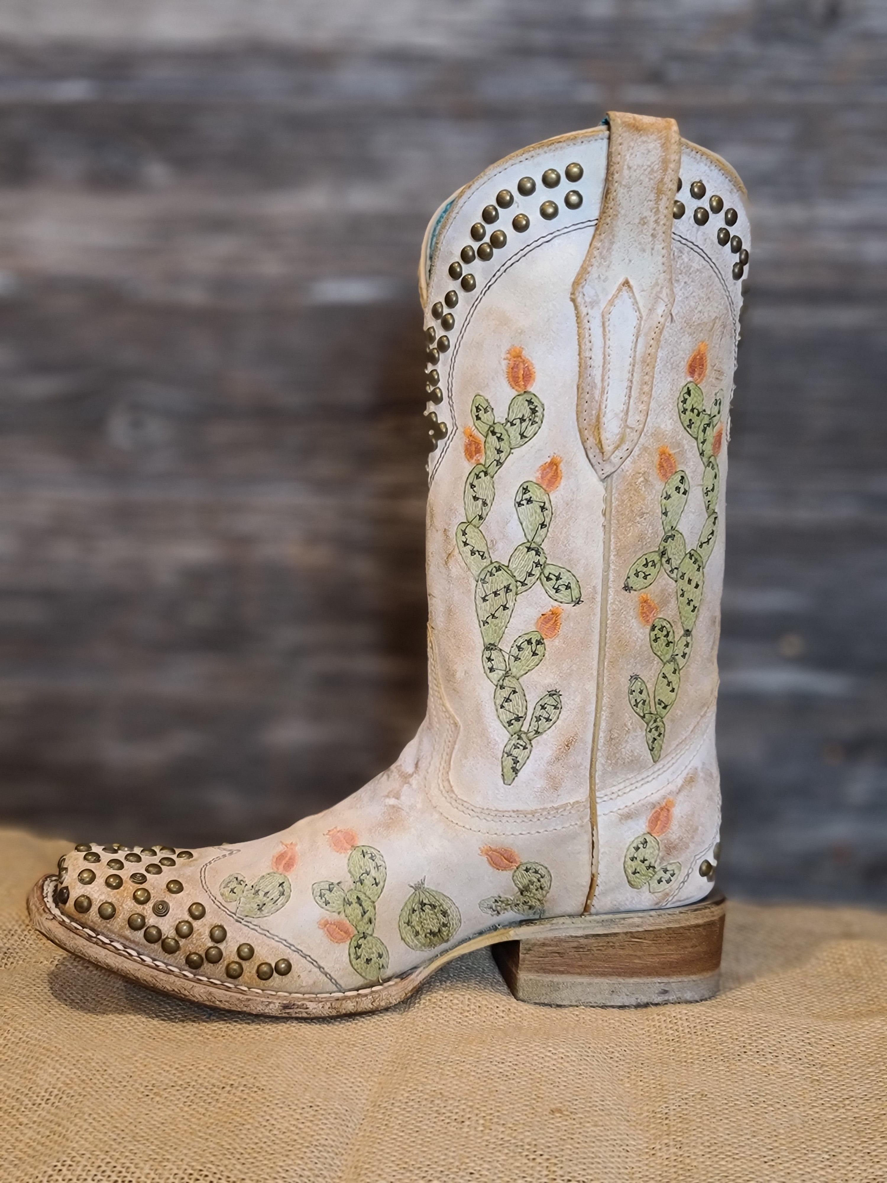 Corral Womens Cactus Embroidered Western Boots Sq. Toe C3447