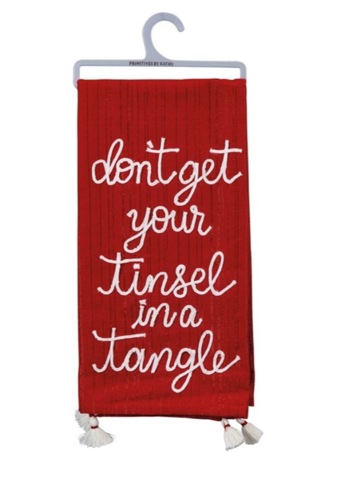 Don't grt your tinsel in a tangle dish towel