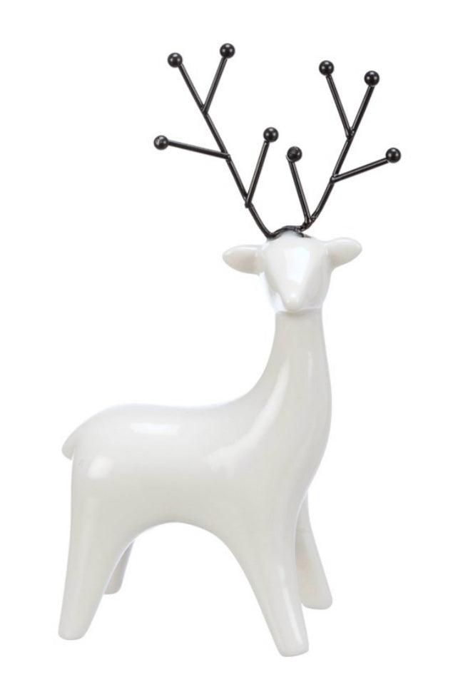 Black and white ceramic deer