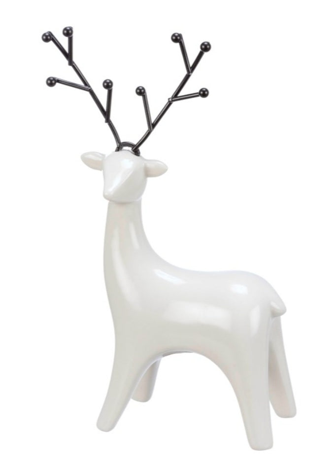 Black and white ceramic deer