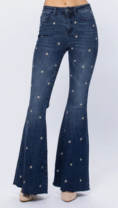 Judy Blue Star embroidery super flare jeans