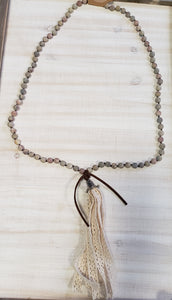 Sanddust beaded fringe necklace