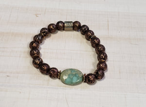 Bronze and blue stone bracelet