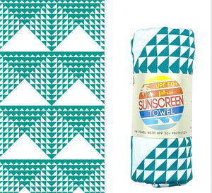 Green triangle sunscreen towel