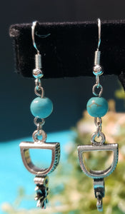 Turquoise and spur dangle earrings