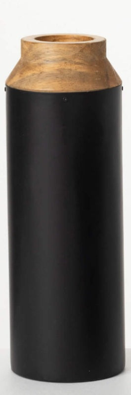 Wood vase with black wrap