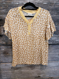 Leopard ruffle sleeve top