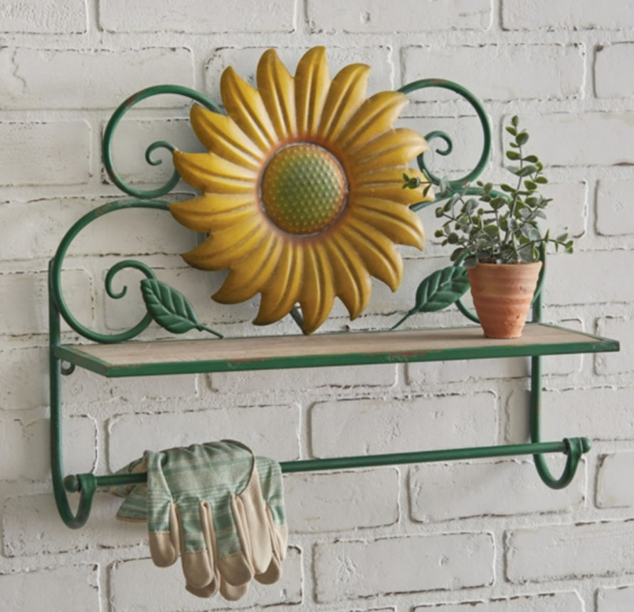 Sunflower shelf and towel bar