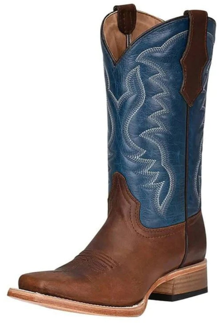J7103 Circle G Youth Brown & Blue Embroidered Cowboy Boot