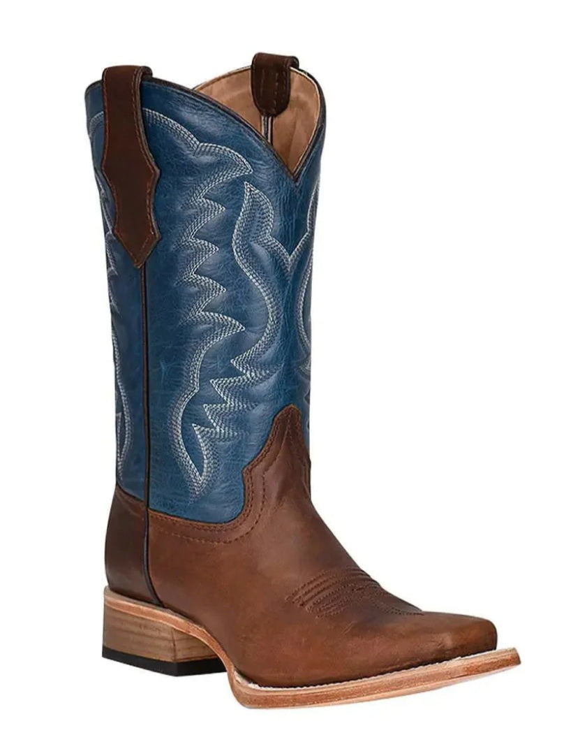 J7103 Circle G Youth Brown & Blue Embroidered Cowboy Boot