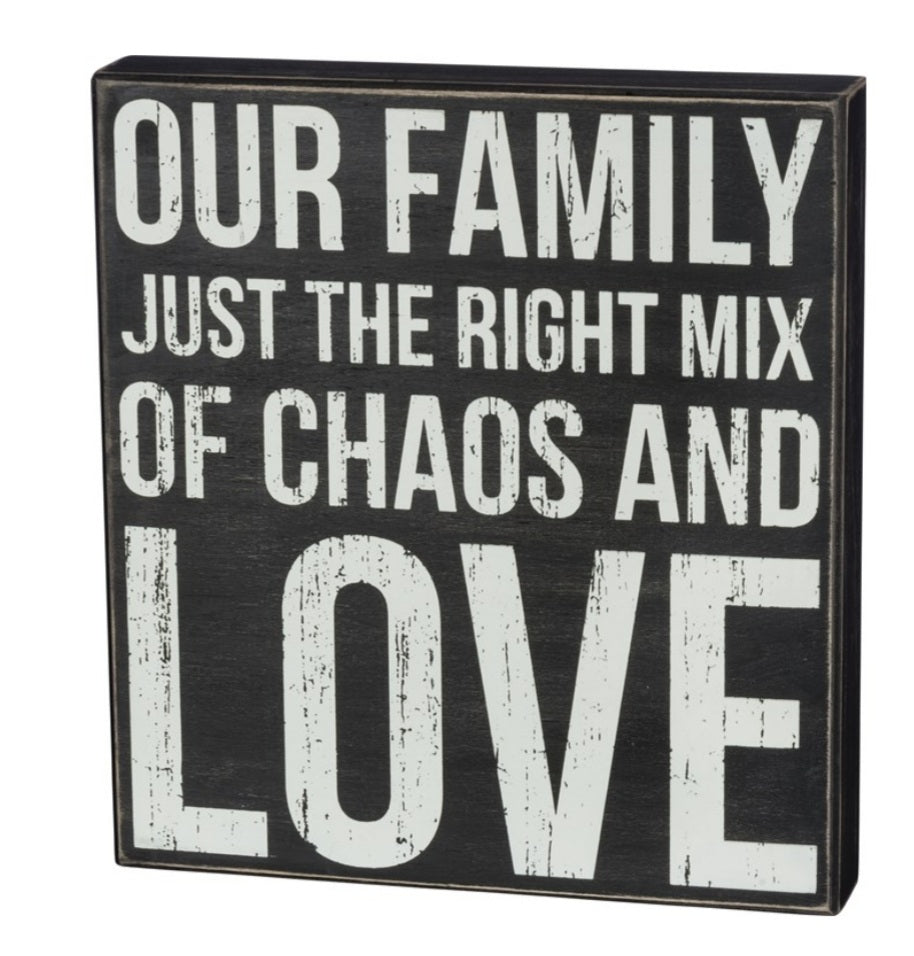 Chaos and love box sign
