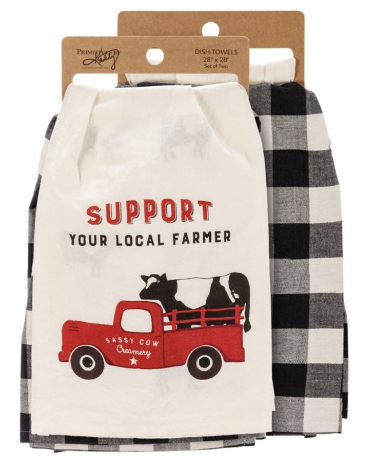 Support your local farmers dish towel set